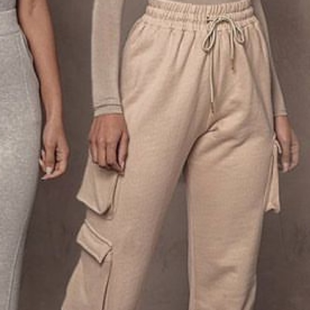 JLUX BEIGE LAYLON UNISEX CARGO JOGGERS- Small